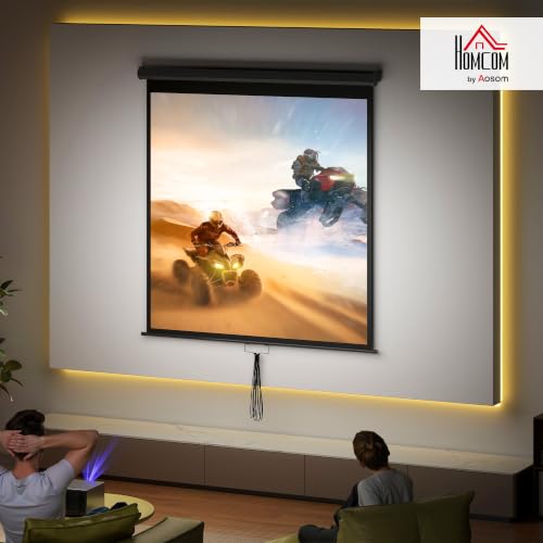 Écran de projection HOMCOM 85 pouces home cinéma 1:1 4K HD fixation mur plafond acier 1625x8x162cm - vue 3