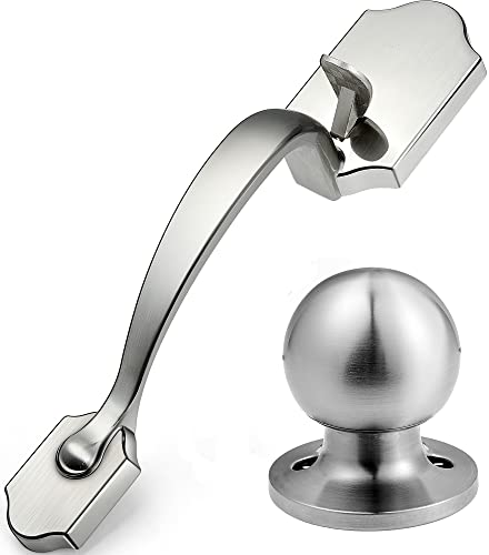 Voltstorm Lower Half Front Entry Handleset with Knob - Front Door Handle 304 Stainless Steel Silver Exterior Door Handle Lock Set