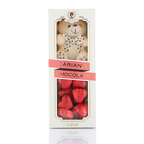 Carian's Bistro Milky Heart Pralinen mit Teddybär Geschenk - einzeln verpackte Pralinen - 18 Stück - Love Bear Chocolate Box Cover