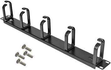 1U Rack-Mounting Cable Organizer with 5 Detachable Adjustable Hooks for Servers and Rack Cabinents