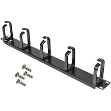 1U Rack-Mounting Cable Organizer with 5 Detachable Adjustable Hooks for Servers and Rack Cabinents
