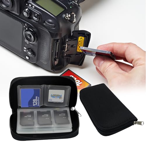 SD Card Holder Case,Micro SD Card Holder,Portable 22 Memory Card Case for 18 SD and 4 CF (Black / 22 Slots - 2 Pack)