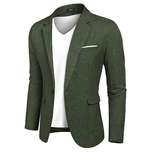 COOFANDY Men's Blazer Casual Sport Coats Slim Fit One Button Suit Jacket Lightweight Sports Jacket Dark Green Medium Big