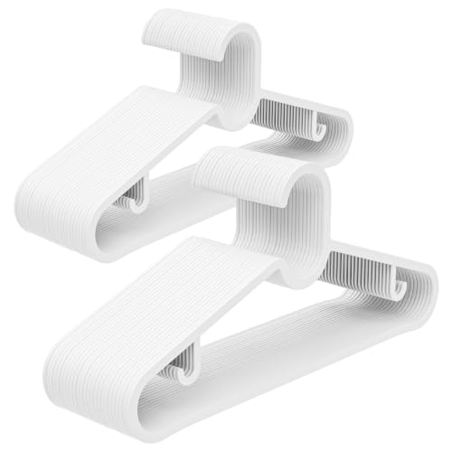 UEAKPIC White Plastic Clothes Hangers 50 Pack with Built-in Hooks by UEAKPIC - Used condition - US$25.99