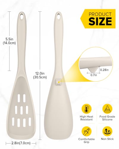 Image of BUNDLEPRO Silicone Cooking Spoons for Nonstick Cookware, One-Piece, 2 Pack