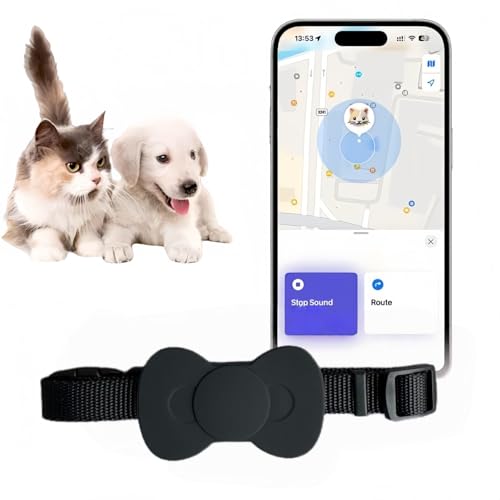猫用トラッカー、新小型猫用GPSトラッカー首輪、犬用トラッカー、ペット用トラッカー、月額料金なし、（iOS/Androidと互換性あり）、猫用GPSトラッカー首輪