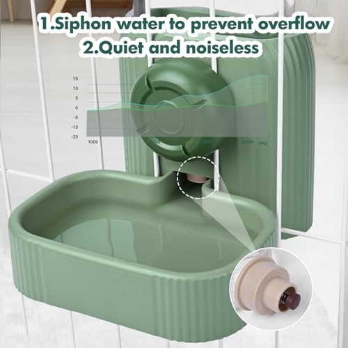 RUBYHOME 40oz Hanging Automatic Pet Food Water Dispenser, Auto Gravity Rabbit Feeder and Waterer Set, Cage Cat Food Bowl Feeding Station for Puppy Kitten Chinchilla Hedgehog Guinea Pig Ferret (Green)