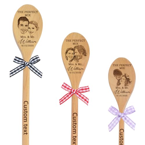 Faccia su un cucchiaio, Faccia personalizzata Incisa Cucchiaio di Miscelazione di Legno, Nome Cucchiaio di Miscelazione di Foto Regalo, Foto faccia Cucchiaio (style3)