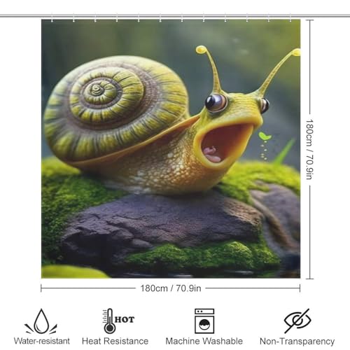 Rideau de douche escargots en polyester imperméable de 183x183cm