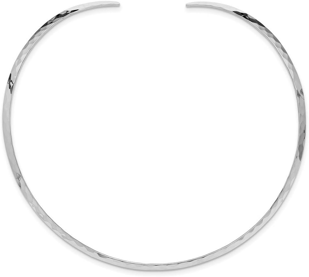JewelryWeb 925 Sterling Silver Polished Flexible 3.5mm Hammered Neck Collar Necklace Collar Necklace for Women