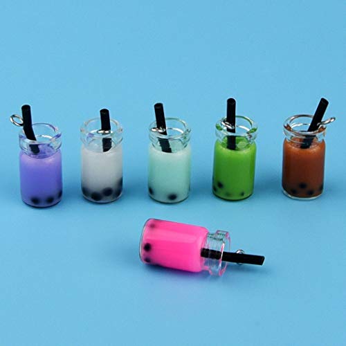 Tongcloud 40pcs Milk Tea Charms Pendant Colorful Milk Tea Drink Bottle Charms for DIY Jewelry Craft Earring Keychain Accessories Jewelry Crafts (40)