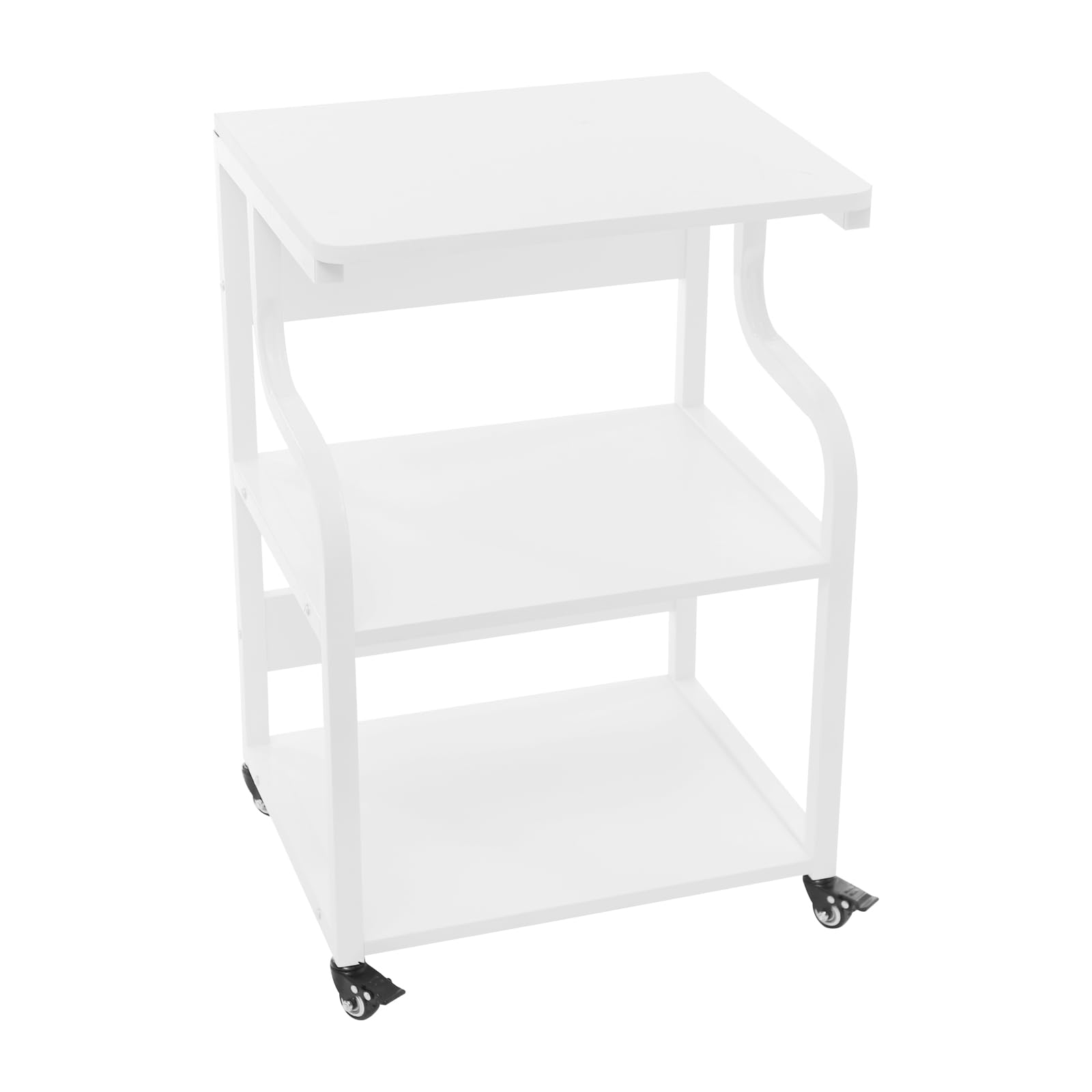 Scrivania per stampante a 3 livelli con ruote, 50 x 40 x 74,5 cm, supporto per stampante mobile, grande carrello per stampante su rotelle, per casa, ufficio, rustico, stampa a caldo (bianco)