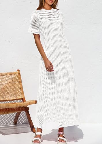Image of PRETTYGARDEN Womens Eyelet Crochet Maxi 2 Piece Dress Sets