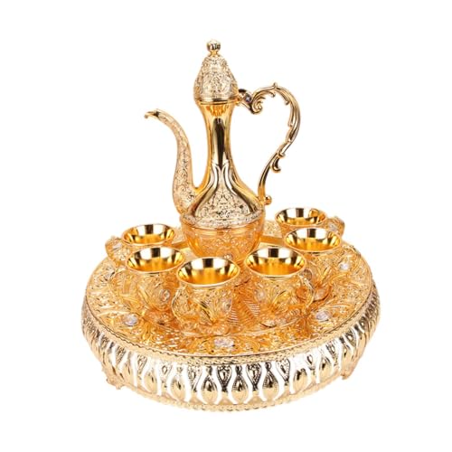JISADER Juego de café Turco Europeo, Tetera turca para Bebidas, cafetera, Juego de Servicio de té, Juego de Servicio para Comedor, hogar