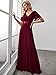 Ever-Pretty Women's Summer Short Sleeve Chiffon Empire Waist Floor Length Formal Bridesmaid Dress Mother of Bride Dresses Burgundy US12