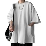 [エアバイ] 五分袖 メンズ Tシャツ 夏服 無地 トップス 大きいサイズ ポケット ゆったり 涼しい クルーネック ストリート シンプル レトロ クラシック ユッタリ カッコイイ カブリ プルオーバー スリム ワンポイント インナー ダンス パジャマ スポーツ ランニング アウトドア イベント シティ 通学用 通学 登山 作業 薄手 半袖 春秋 春夏 しろ 白 ホワイト 4S-A26-WH3XL