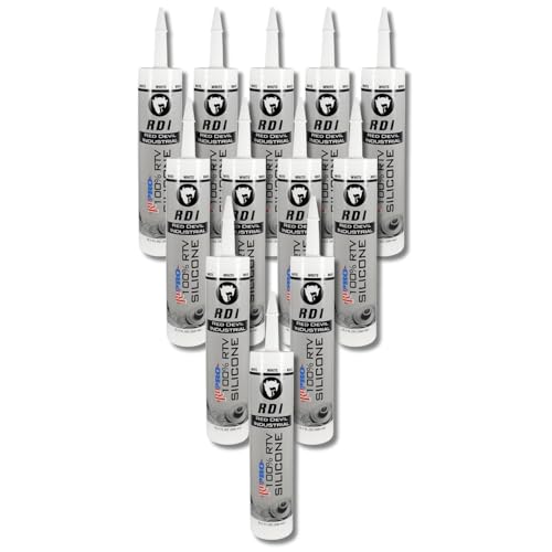 Red Devil 08160I RD PRO Industrial Grade RTV 100% Silicone Sealant, 10.1 oz, White, 12 Pack