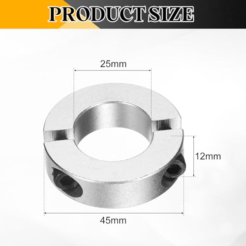 QUARKZMAN 8 Stück Geteilte Klemmringe für Welle, 25mm Bohrung 45mm AD 12mm Breite Stellringe Aluminiumlegierung Gewindestift Wellenkragen