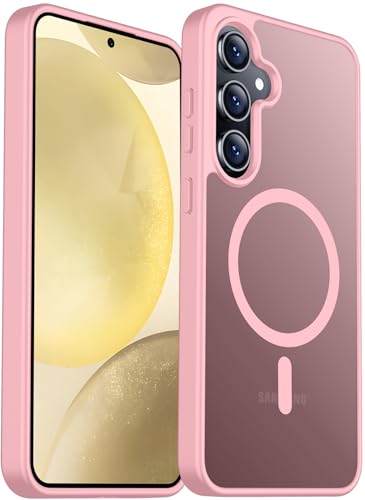 teloxy Magnetic for Samsung Galaxy S24 Case,[Military Grade Drop Protection] [Anti-Fingerprint] Slim Shockproof Protective Phone Case for S24 6.2 inch,Pink