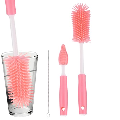 yybng Cepillo Limpiador para Biberones | Herramienta De Limpieza para Pajitas De Silicona | Juego de Cepillos Limpiadores de Botellas | para Frasco Tarro Taza Decantador Licuadora Exprimidor Vaso