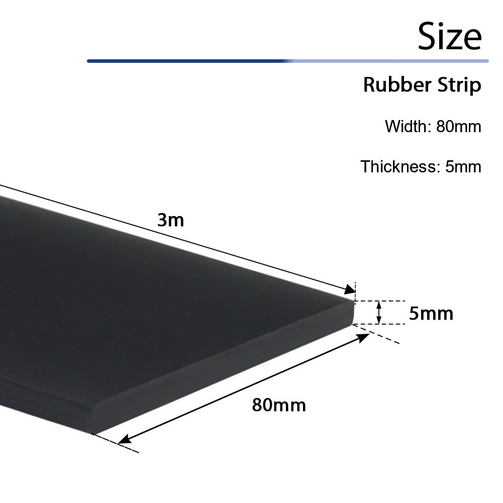 Bande de Caoutchouc Tapis Caoutchouc néoprène antidérapant Plaque néoprène pour Joints Protection Contre Les Vibrations Couverture Bricolage (80mm×5mm×3m)
