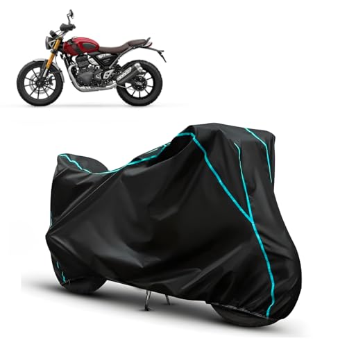 Image of Water Resistant Bike Cover for Triumph Scrambler 400 X All Weather, UV Heat Resistant, Dustproof, Triple Stitched, Windproof Elastic Bottom