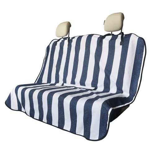 Image of Back Seat Cover for Car Trucks Van SUV Jeep,Waterproof Rear Bench Towel Seat Covers for Dogs and Kids,Automotive Backseat Protector (Blue Stripe)