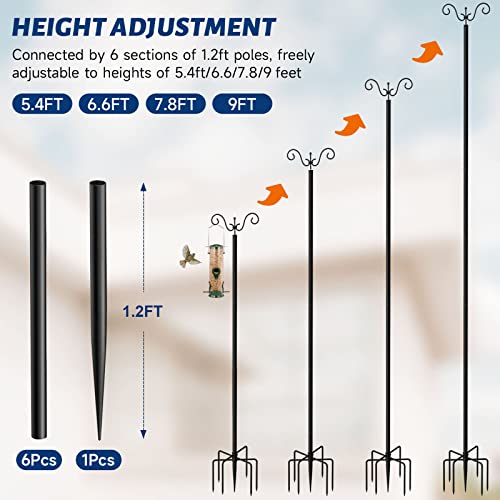 Outdoor String Light Poles Stand - 2 Pack Poles For Hanging Outside String Lights - 9 Ft Adjustable Metal String Light Pole Stakes With Hooks For Patio Fence Garden Deck Bistro Backyard, Black #TOP1