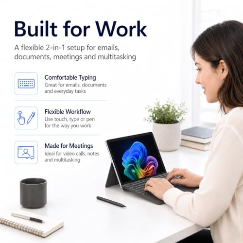 Image of Microsoft Surface Pro 12 inch Copilot+ AI PC, Snapdragon X Plus, AI-Ready NPU, 16GB RAM, 256GB Storage, Webcam, 2-in-1 Tablet Laptop with Keyboard, Stylus & MS 365, Windows 11, Platinum