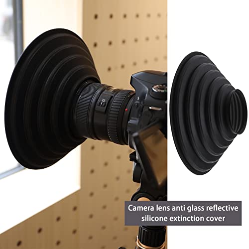 EMSea Silicone Lens Cover Compatible with Outer Diameter 70mm-90mm Lens Foldable Lens Protector Anti-Reflection Lens Hood Protector Black - Image 2