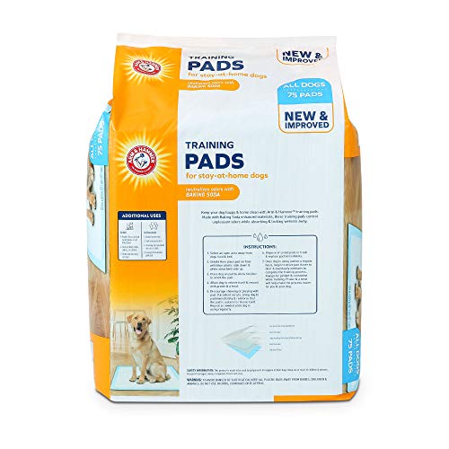 Image of Arm & Hammer for Dogs Training Pads for Stay-at-Home Dogs | New & Improved Super Absorbent, Leak-Proof, Odor Control Quilted Dog Training Pads with Baking Soda | 75 Count - 6 Pack Wee Wee Pads,White