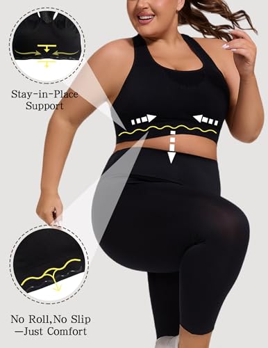 Plus Size Sports Bra for Women Racerback Wireless Padded Bra for Yoga, Hiking, Cycling2