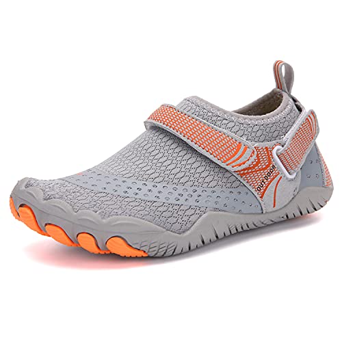 Water Shoes for Kids, Boy & Girls Quick Drying Aqua Socks Barefoot Beach Sports Athletic Sneakers Lightweight Slip on Sport Shoes (New Grey, Numeric_13)