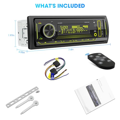 Image of Single Din Bluetooth Marine Radio - in Dash 1-Din Car Stereo Receiver with AM FM Tuner LCD Display SD AUX-in USB Quick Charge APP Control