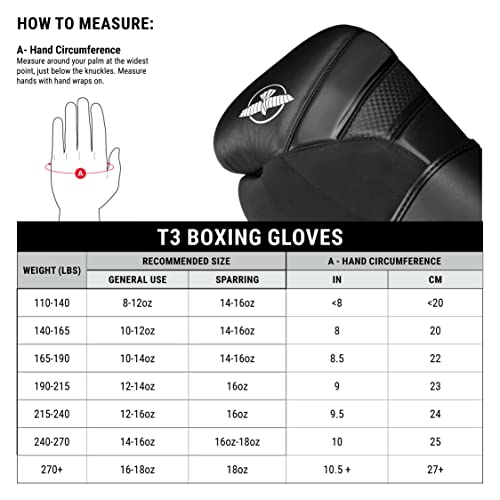 Hayabusa T3 Boxing Gloves For Men And Women Wrist And Knuckle Protection, Dual-X Hook And Loop Closure, Splinted Wrist Support, 5 Layer Foam Knuckle Padding - Black/Red, 16 Oz #TOP7
