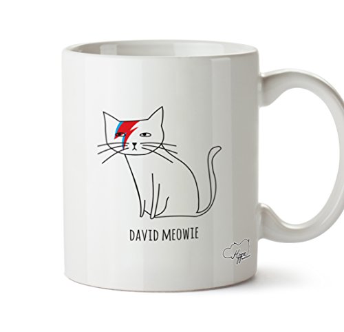 Image of Hippowarehouse David Meowie printed mug cup ceramic 10oz