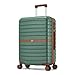 Kono Medium Suitcase 24 inch Lightweight ABS + PC Hard Shell Trolley Case Travel Check in Luggage with 3 Digit Combination Lock Spinner Wheels (Green/Brown)