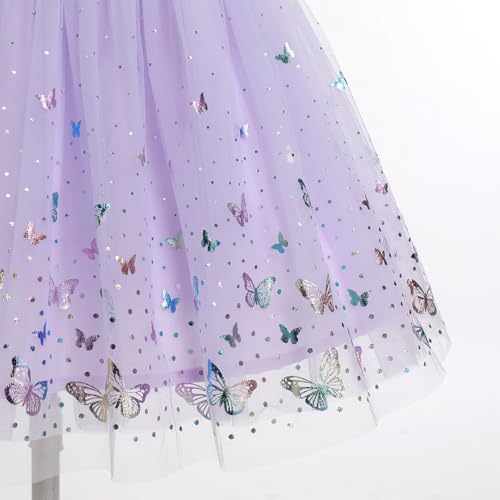 Image of IMEKIS Toddler Kids Girls Butterfly Dress Sparkle Sequins Tulle Wedding Formal Birthday Dresses 2-10T