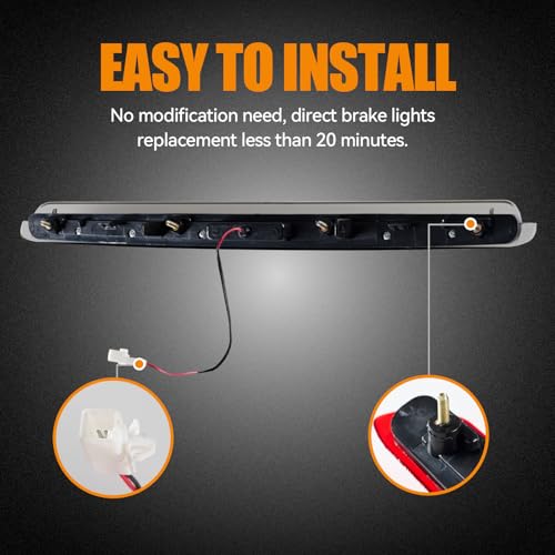 Image of Third 3rd Brake Light LED for 2005-2010 Scion tC, High Mount Rear Brake Lights Assembly for 05-10 Scion tC, Waterproof Center Cab Lamp Stop Light (Black)