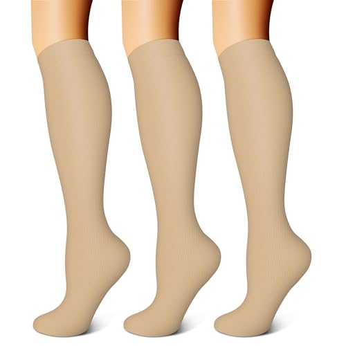 Image of FEYHAY Copper Compression Socks (3 Pairs) 15-20 mmHg Circulation is Best Athletic & Daily for Men & Women, Running, Climbing