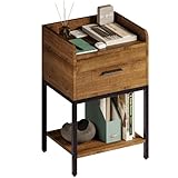 MUBSON Buro para Recamara o Sala con Cajón y Doble Repisa. Mesa de Noche Adula para Dormitorio con Superficie de 40x30 cm...