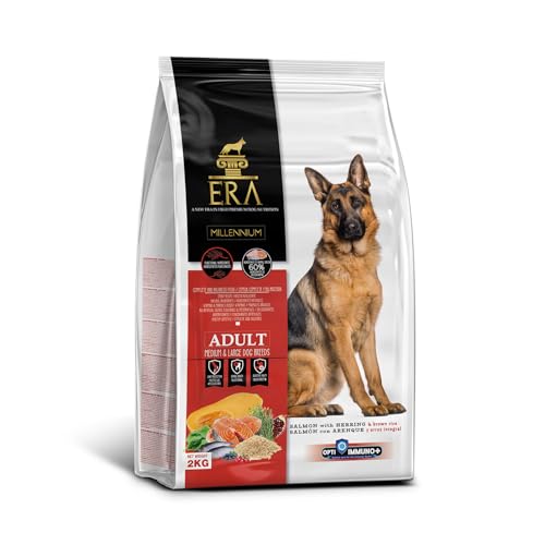 ERA Pienso para Perros Adultos Millennium Salmón y Arenque. Razas Medianas y Grandes - Bajo en Cereales con arroz Integral - Nutrición Completa y Saludable - 2 kg