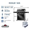 Napoleon Rogue 525 Propane Gas Grill, Black, Durable 4-Burner BBQ