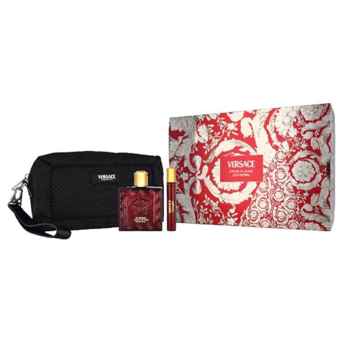 Image of Versace Eros Flame 3-Piece Gift Set for Men, (3.4 Oz Eau De Parfum Spray + 0.34 Oz Eau De Parfum Spray + Bag)