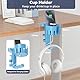 KDD 2-in-1 Headset Halterung Gaming mit Getränkehalter Tisch - Schwenkbar Kopfhörer Halter & Schreibtisch Kopfhörer Halterung für Kaffeetassen, Becher und Kopfhörer für Pc Gaming Zubehör（Blau）