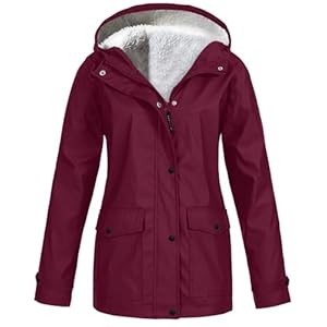 Mrat Veste pour femme, manteau doublé en polaire, imperméable, coupe-vent, manteau de pluie pour femme, veste chaude pour l'extérieur, légère, séchage rapide, veste d'hiver chaude, trench, randonnée