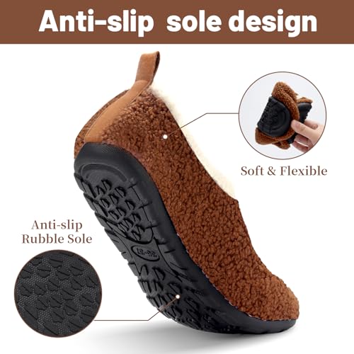 Image of Ibeauti Women Mens House Slippers Lightweight Comfy Barefoot Slipper Socks Rubber Sole House Shoes for Indoor /Outdoor Bedroom Travel
