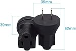 1-15P to 5-15R Power Adapter, NEMA 1-15P Male to 5-15R Female Power Converter, Canada/US 2-Prong to 3-Prong NEMA Converter Travel Plug Adapter (2 Pack)