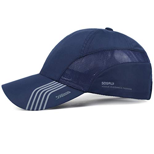 Boné de beisebol KESYOO unissex respirável de secagem rápida boné de malha com aba (preto), Dark Blu