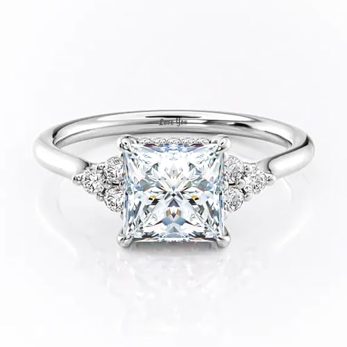 Princess Cut Moissanite Engagement Ring for Women, 10K 14K 18K Solid Gold 1-3 Carat CT Moissanite/Lab Created Diamond Wedding Rings Promise Ring Christmas Jewelry Gift for Her Size 4-123